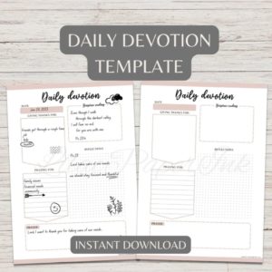 from Bible Journal Ideas at Hope Filled Faith: preview of Daily Devotion Template: Instant Download from Lilac Paper Ink at Etsy