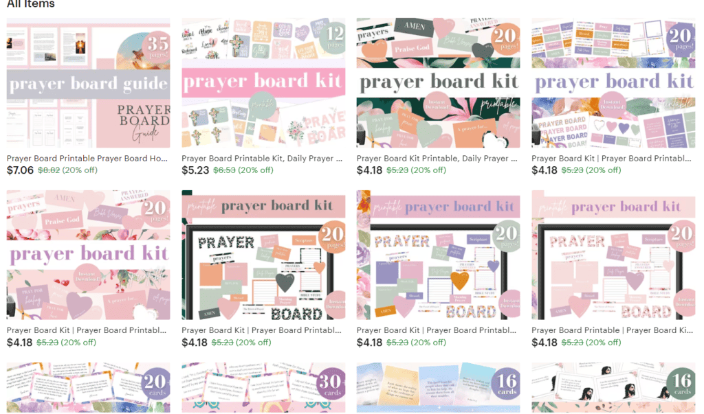 prayer board kit shop from Etsy - prayer board ideas at hope filled faith