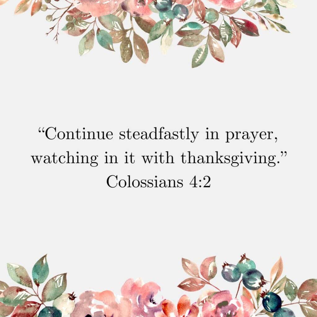 Sunday Prayers for family and friends - floral border - (4) - text of Colossians 4 2