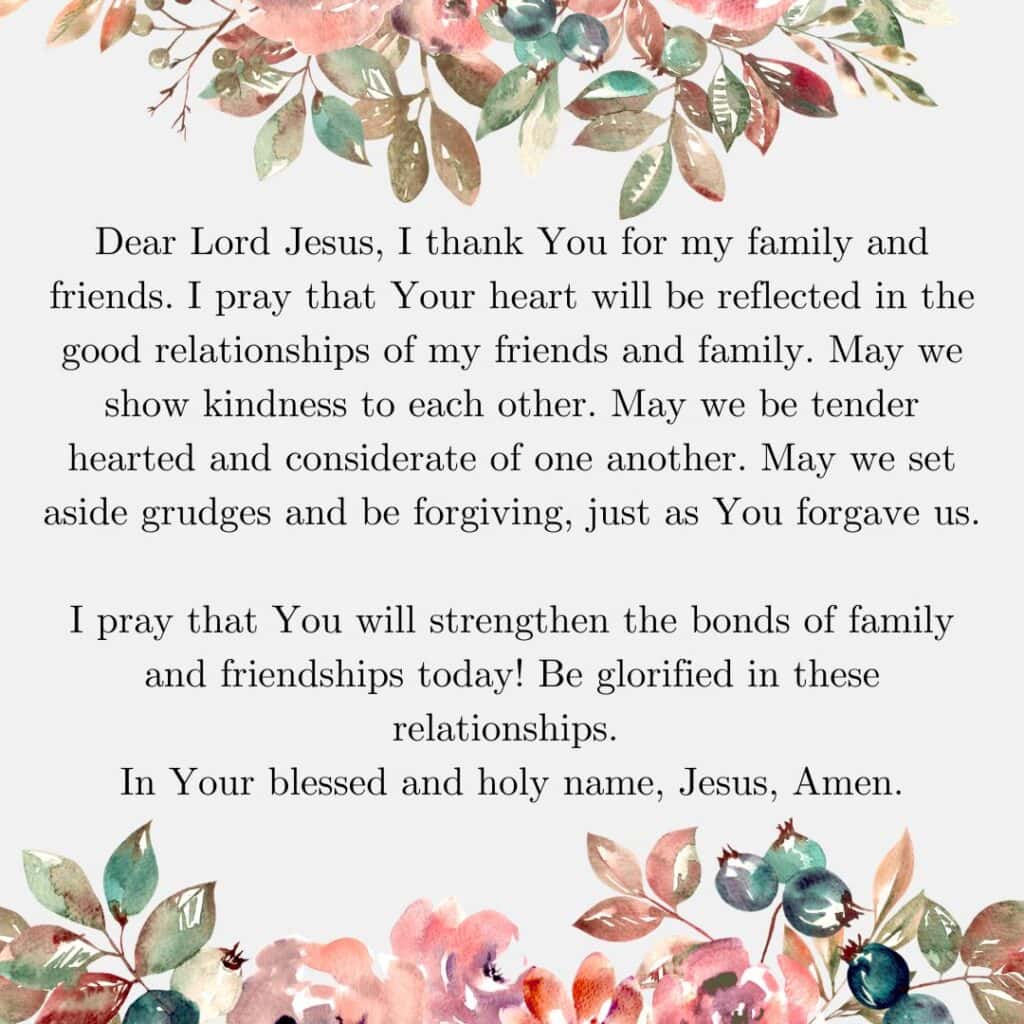Sunday Prayers for family and friends - floral border - (7) - text of prayer for strengthening the family