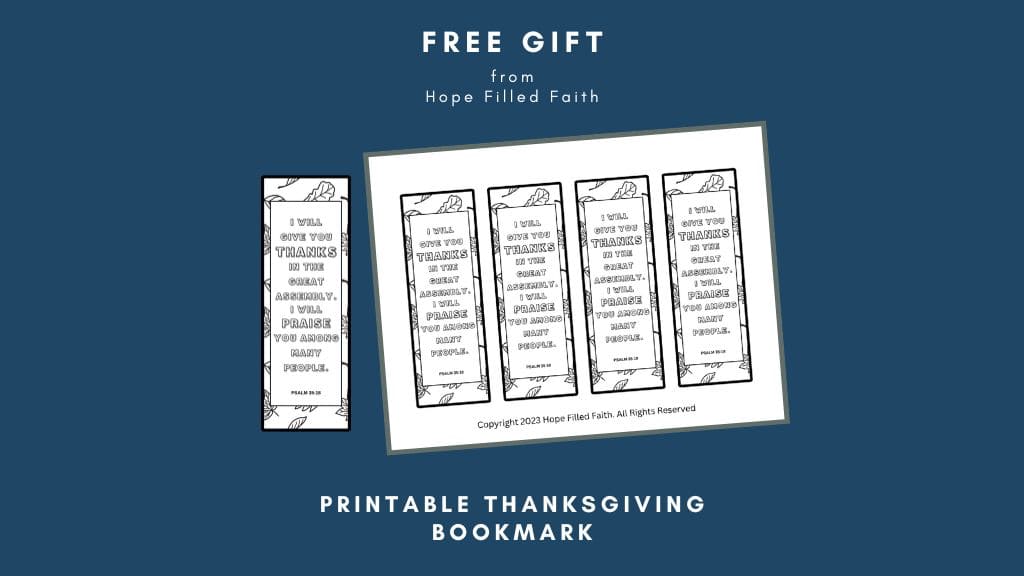 Thanksgiving Bookmark Previews at Hope Filled Faith (3) - I will give you thanks bookmark