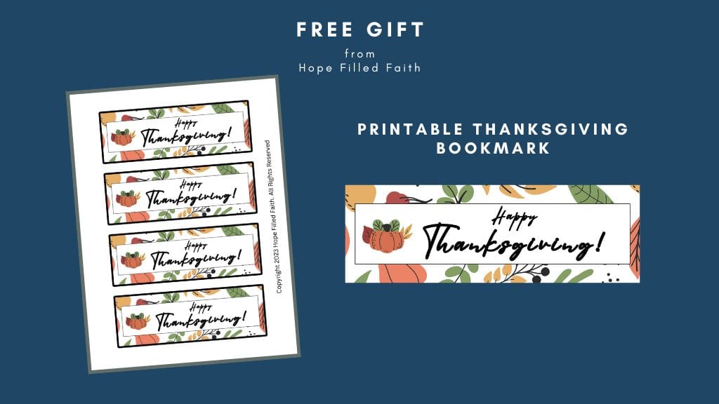 Thanksgiving Bookmark Previews at Hope Filled Faith (7) - Happy Thanksgiving bookmark in color