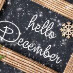 Prayers for December (3) gold frame with hello december written on a black background