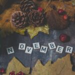 Prayers for November - (3) pic of letter tiles spelling November with autumn decorations around it