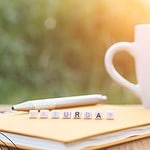 Saturday morning prayers (1) saturday letter tiles with notebook and coffee