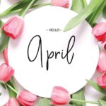 Happy New Month of April Prayer (1) - Hello April surrounded by pink tulips