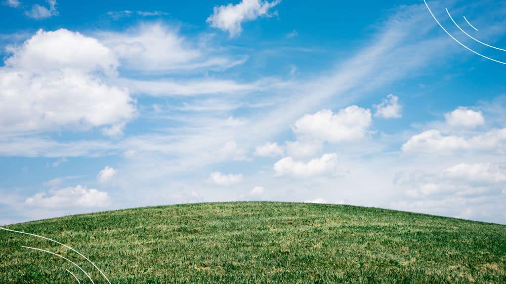 August prayers - (5) blue sky above a rounded grassy hill