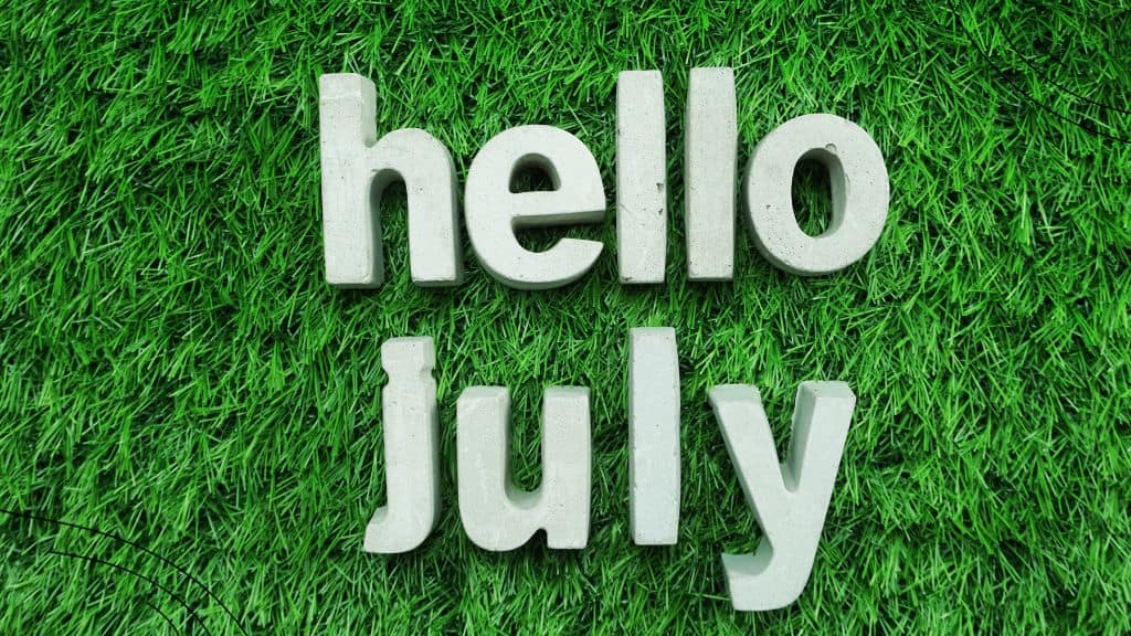 July Prayer - (1) hello July on a background of green grass