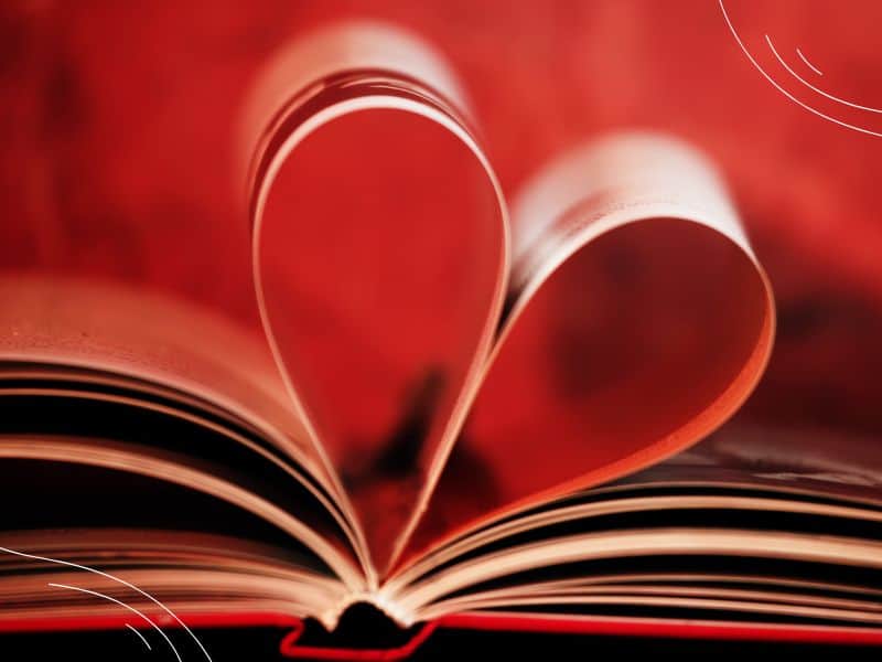 Valentines Day Bible Verses (15) open book with heart shape made from the pages