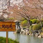 3 - March sign in front of a peaceful river - Bible verses for March