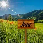 3- June sign in front of nature scene - Bible verses for June