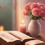 valentine's day prayer points - picture of Bible open next to vase with candle (2)
