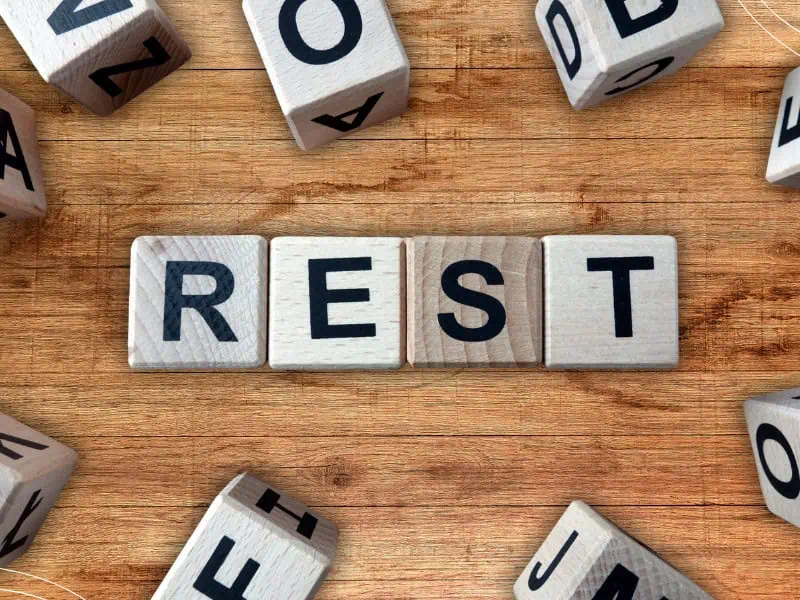 what the Bible says about rest - letters spelling out the word rest