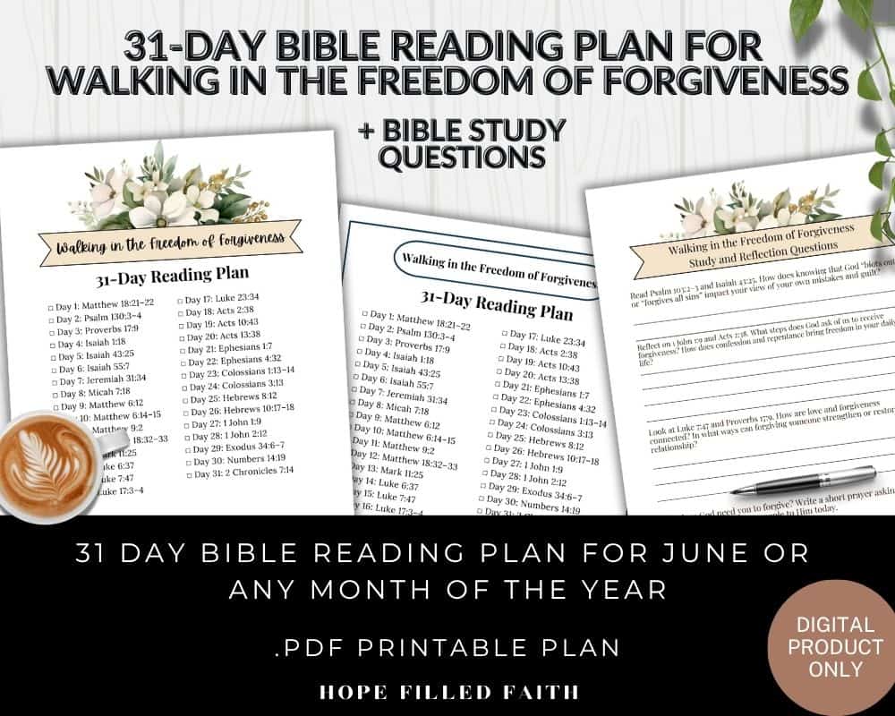 Bible Verses about Forgiving 31 day reading plan - free printable
