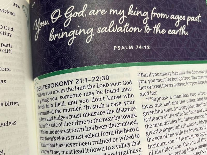 one year Bible for women - closeup of Bible interior