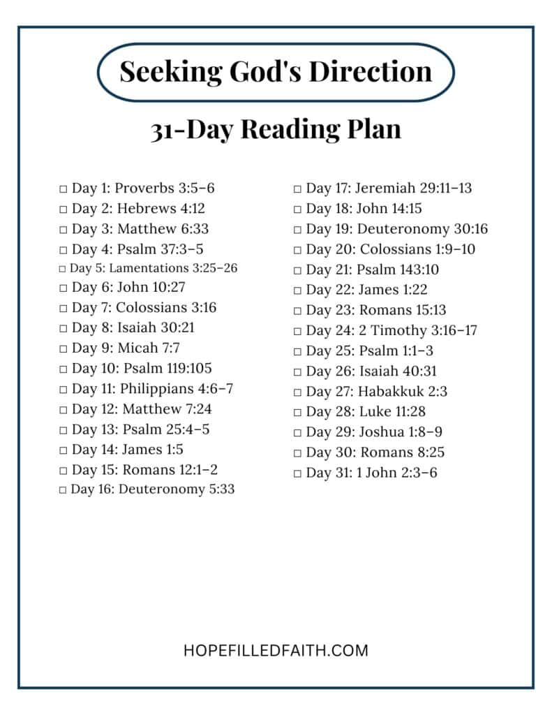 Seeking God's Direction 31 Day Reading Plan