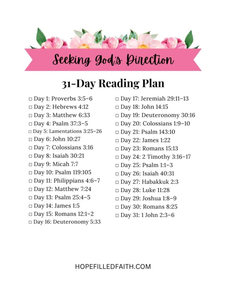 Seeking God's Direction 31 Day Reading Plan