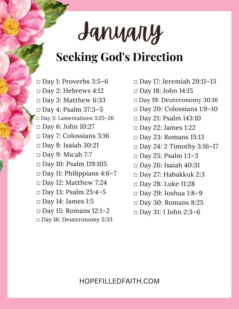 January Bible reading plan - Seeking God's direction