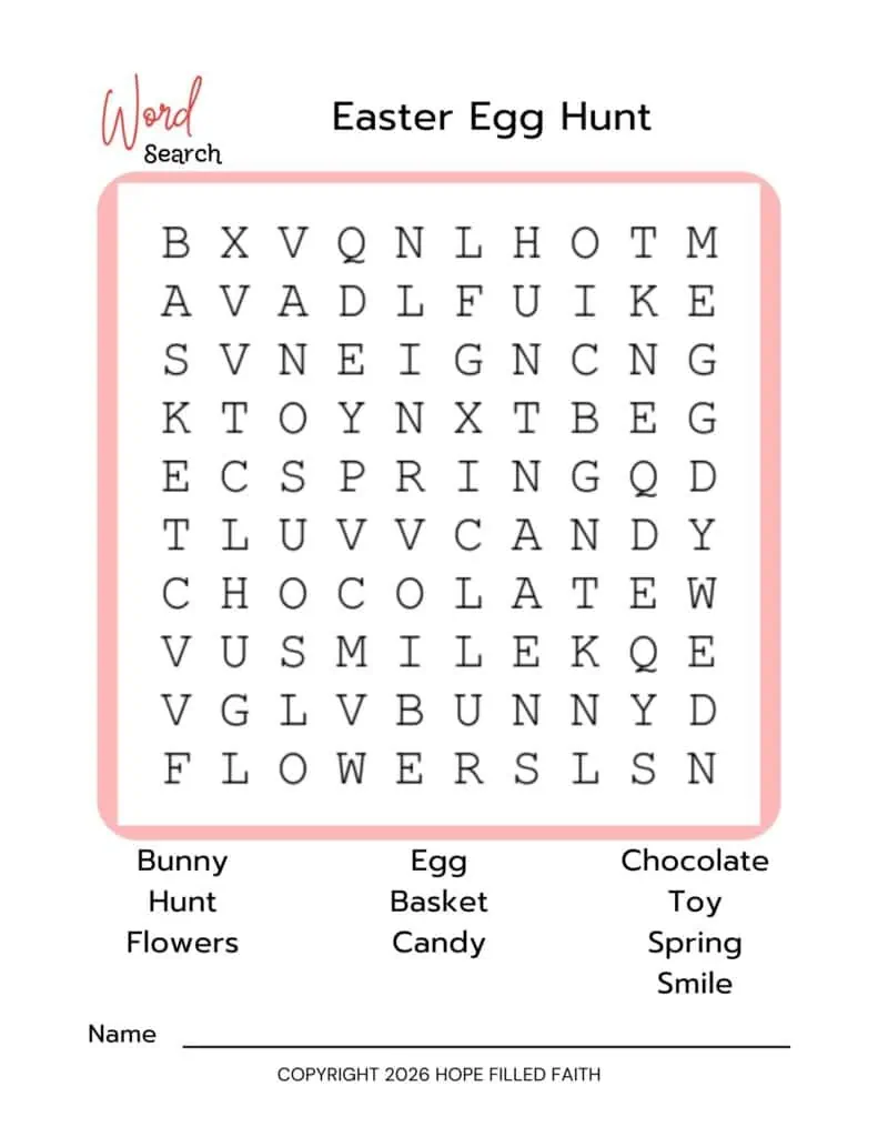 easter egg hunt word search