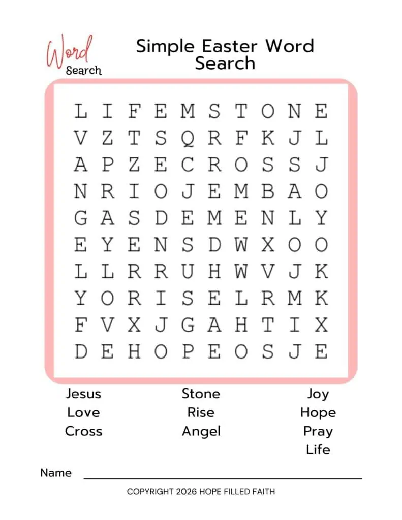 simple easter word search